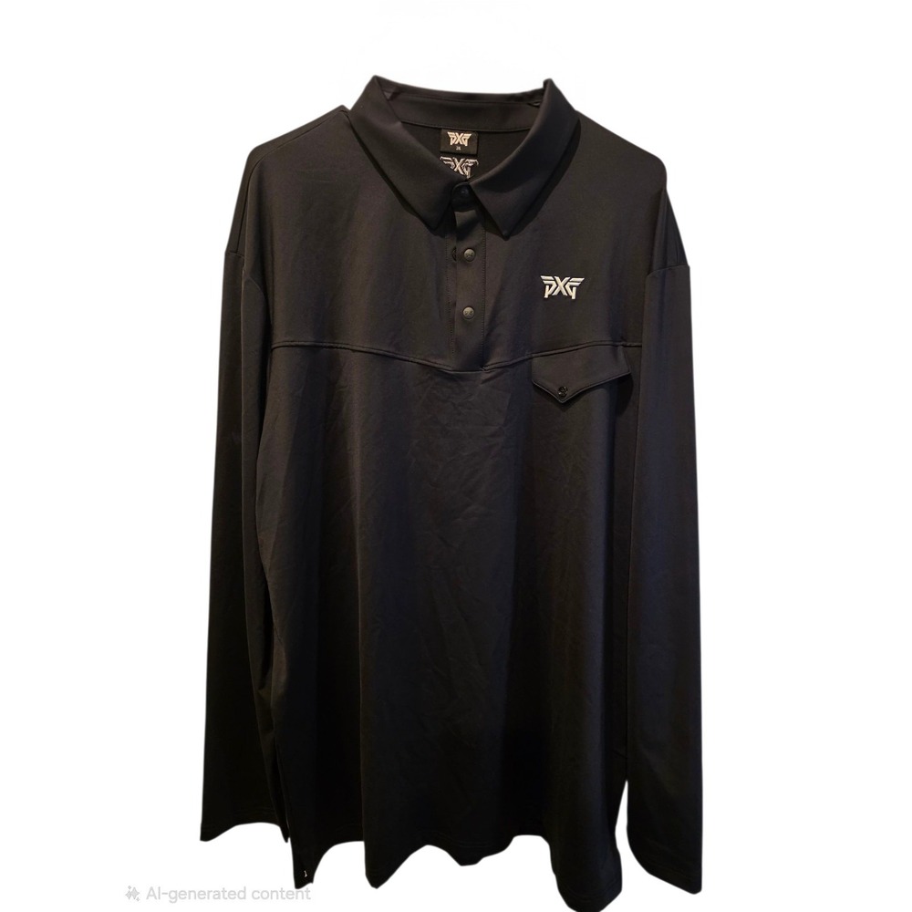 PXG Golf Polo Shirt Mens 2XL Black Long Sleeve Performance Snap Parsons Extreme